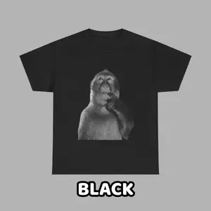 Thinking Monkey Face Graphic T-Shirt – Funny Y2K Meme Vintage Retro Streetwear Cotton Tee for Men & Women