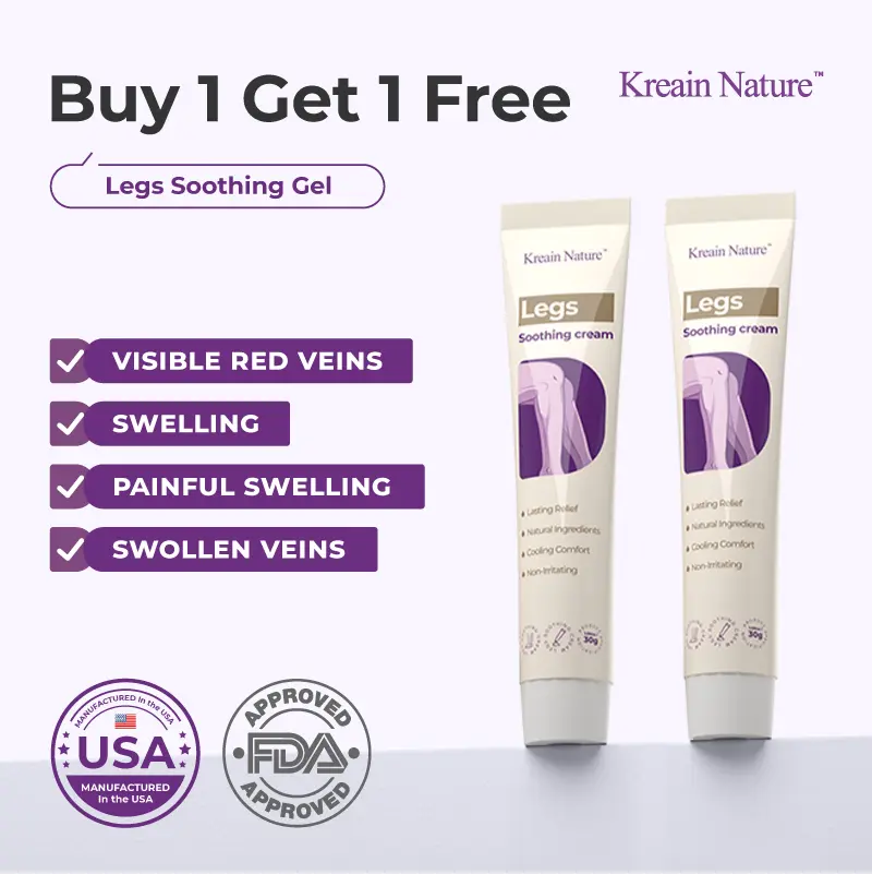 Kreain Nature Legs Soothing Gel with Centella Asiatica Root Extract for Varicose Vein Treatment Natural Ingredients Soft Care
