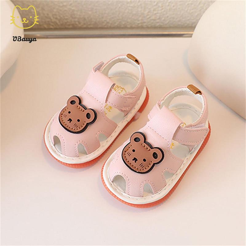Baby Boys Girls Summer Sandals Cue Bear Pattern Squeaky Squeaky Shoes Non-Slip Newborn First Walking Shoes Toddler Clogs