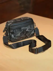 New Camouflage Textured Shoulder Bag Small Square PU Leather Men's Crossbody Bag Casual Fashion Small Satchel Backpack Fashionable Shoulder Bag Zippered Sling Bag Versatile Shoulder Bag Casual Crossbody Bags