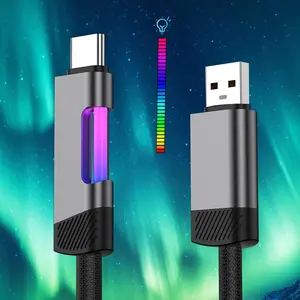 Cool RGB Atmosphere Light, Futuristic Tech Look, 100w USB-C to Type-C Charging Cable, Durable Braided Interface, Fits Huawei, Xiaomi, Samsung
