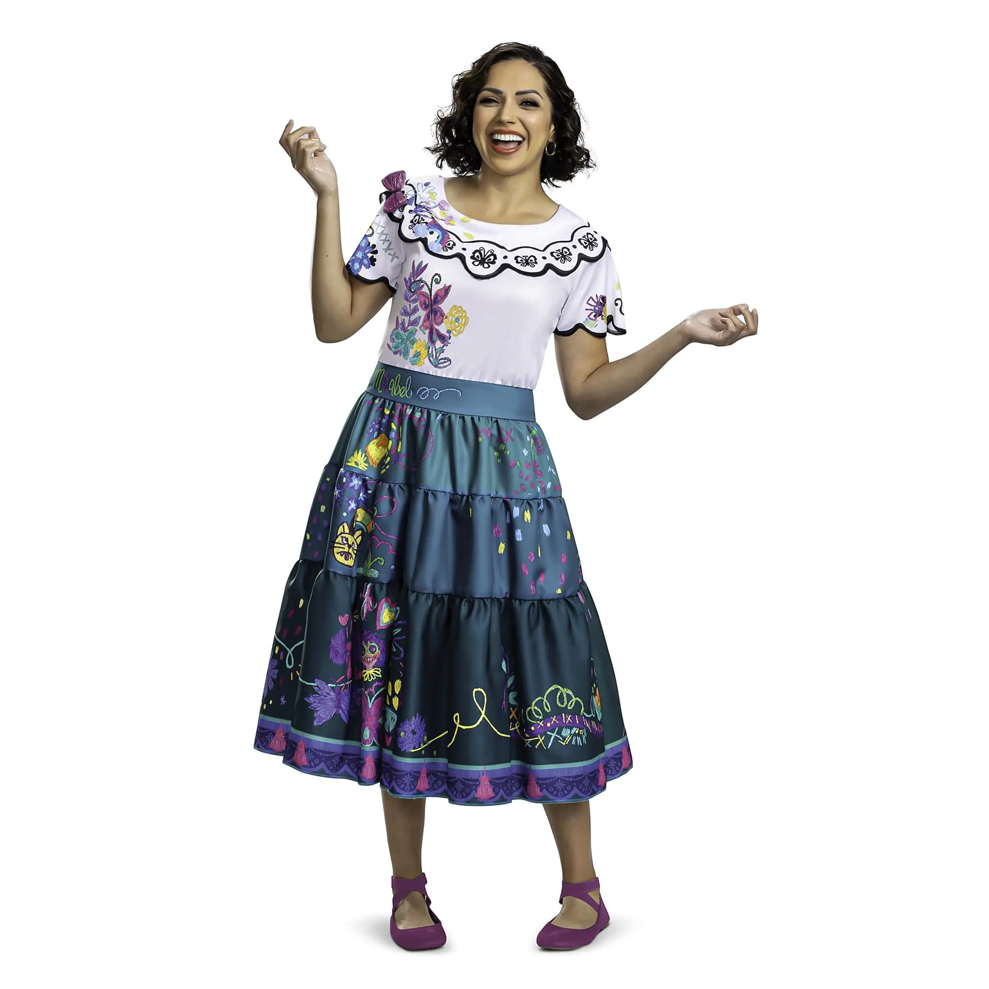Women's Disney Encanto Mirabel Madrigal Deluxe Costume, Halloween Party Outfit with Accessories, Trend, Clothes