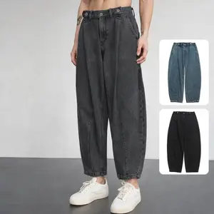 Retro Baggy Jeans Single Set - Wide Leg Tapered Pants with Seam Panel Details & Elastic Waistband for Streetwear