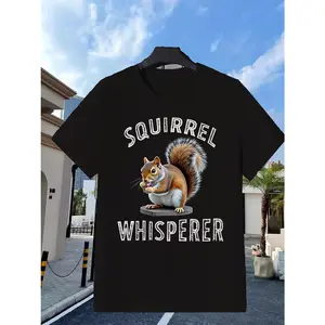 "Squirrel Whisperer" Cute Squirrel Lover Graphic Cotton T-Shirt, Squirrel Fan Comfort Tee, Wildlife Fashion Outfit, Oversized Casual Shirt, Birthday & Nature Lover Gift For Him Her