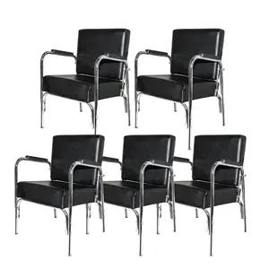 PureSana 5 Pack Chromium Ella Professional Auto Reclining Shampoo Chair, Black