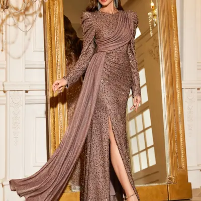 Brown Prom Dress Long Sleeve - TikTok Shop Brown Prom Dress Long Sleeve - TikTok Shop