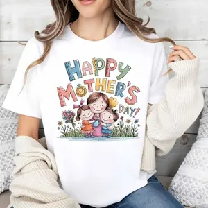 Happy Mother’s Day T-Shirt, Cute Mom and Kids Graphic Tee, Family Love Mom Shirt, Mother's Day Gift Shirt, Trendy Women Outfit, Gift for Mom Wife Grandma, Unisex Casual T-Shirt
