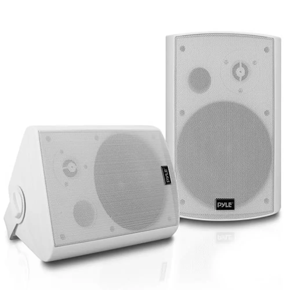 2-Pack 6.5" Waterproof Wireless Bluetooth Stereo Speakers - Deep Bass, White Audio Device with Mobile Connection Amplifier, Smartphone Adapter & Custom Sound Settings