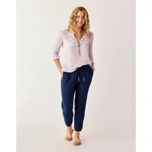 Calista Gauze Pant: Navy
