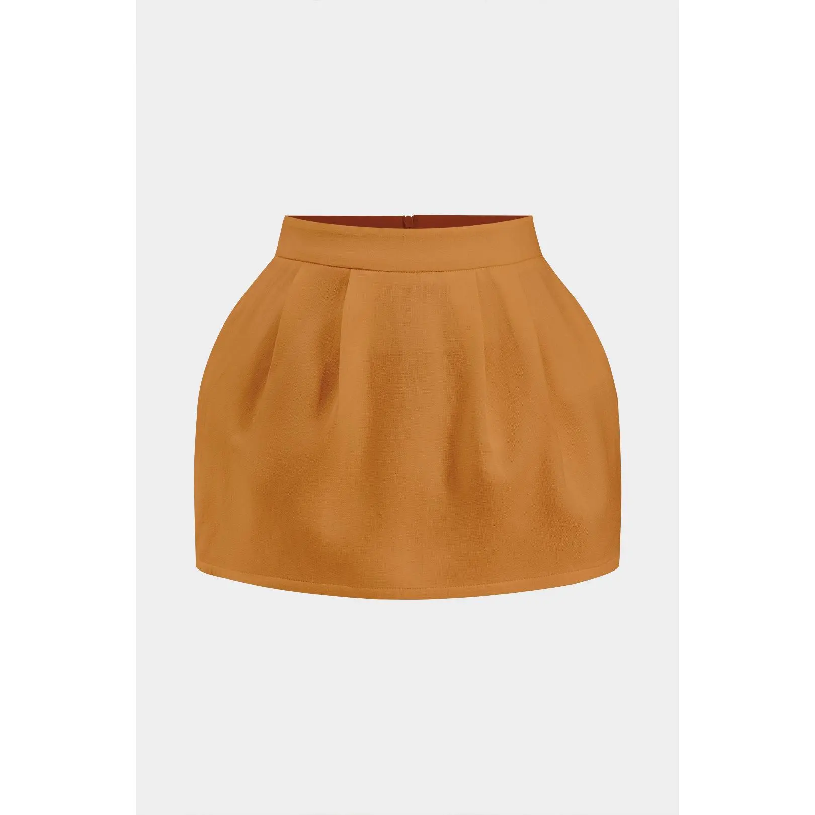 Linen Ruched Zipper Skirt