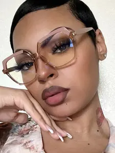 New Fashionable Cat Eye Frameless Mirror Glasses, Trending Glasses, Colorblock Design, Casual Style, All Seasons Wear, Trendy Women's Eyewear