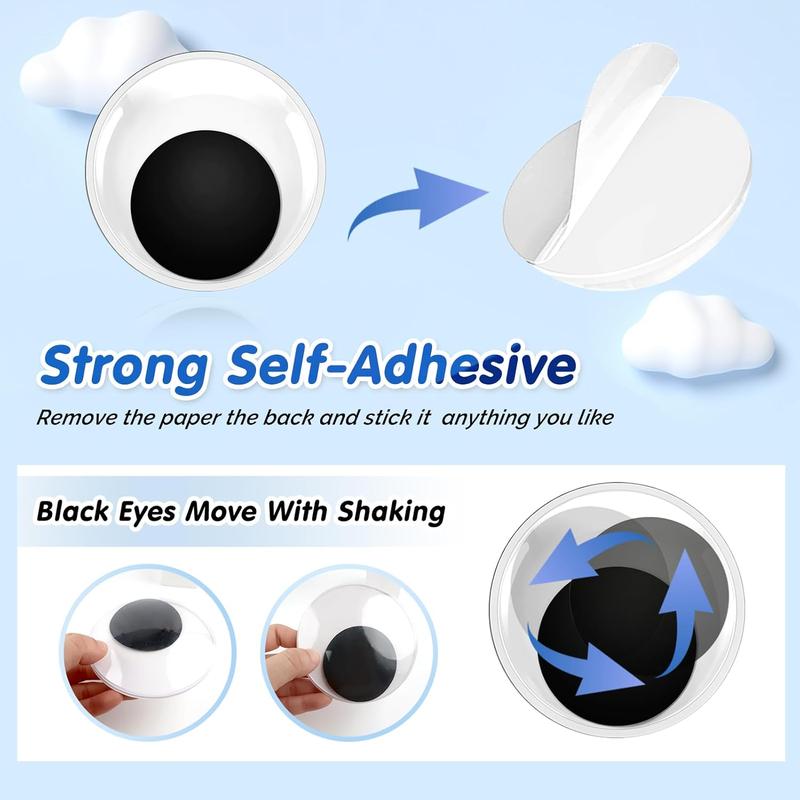 4 count Giant Googly Eyes 4 Inch Plastic Wiggle Eyes with Self Adhesive White Googly Eyes for DIY Crafts Decoration