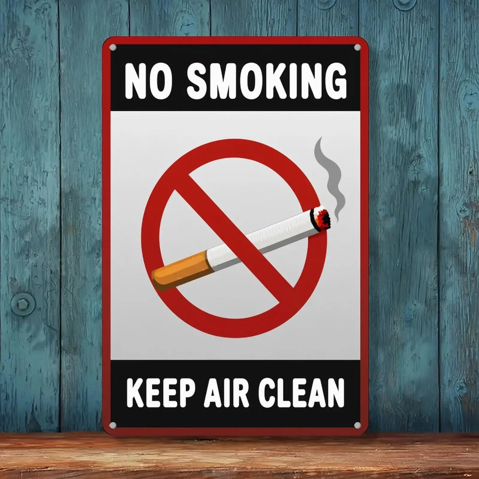 Retro Iron No Smoking Warning Graphic Metal Tin Sign, 8x12in Standard Safety Wall Decor for Office-Restaurant Public Spaces, Home Supplies Hanging Plaque