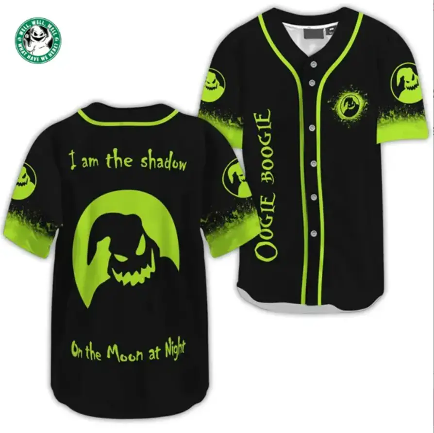 Oogie Boogie The Shadow On The Moon Baseball Jersey Shirt, Horror Movie Character Mens Shirt, Unisex 3D Shirt, Halloween Gifts