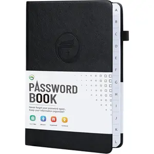 Password Book with Alphabetical Tabs, Hardcover Password Keeper, Password Notebook Organizer for Computer and Internet Address Website Login, Gifts for  and Office, 4.4''x 5.8''- Black