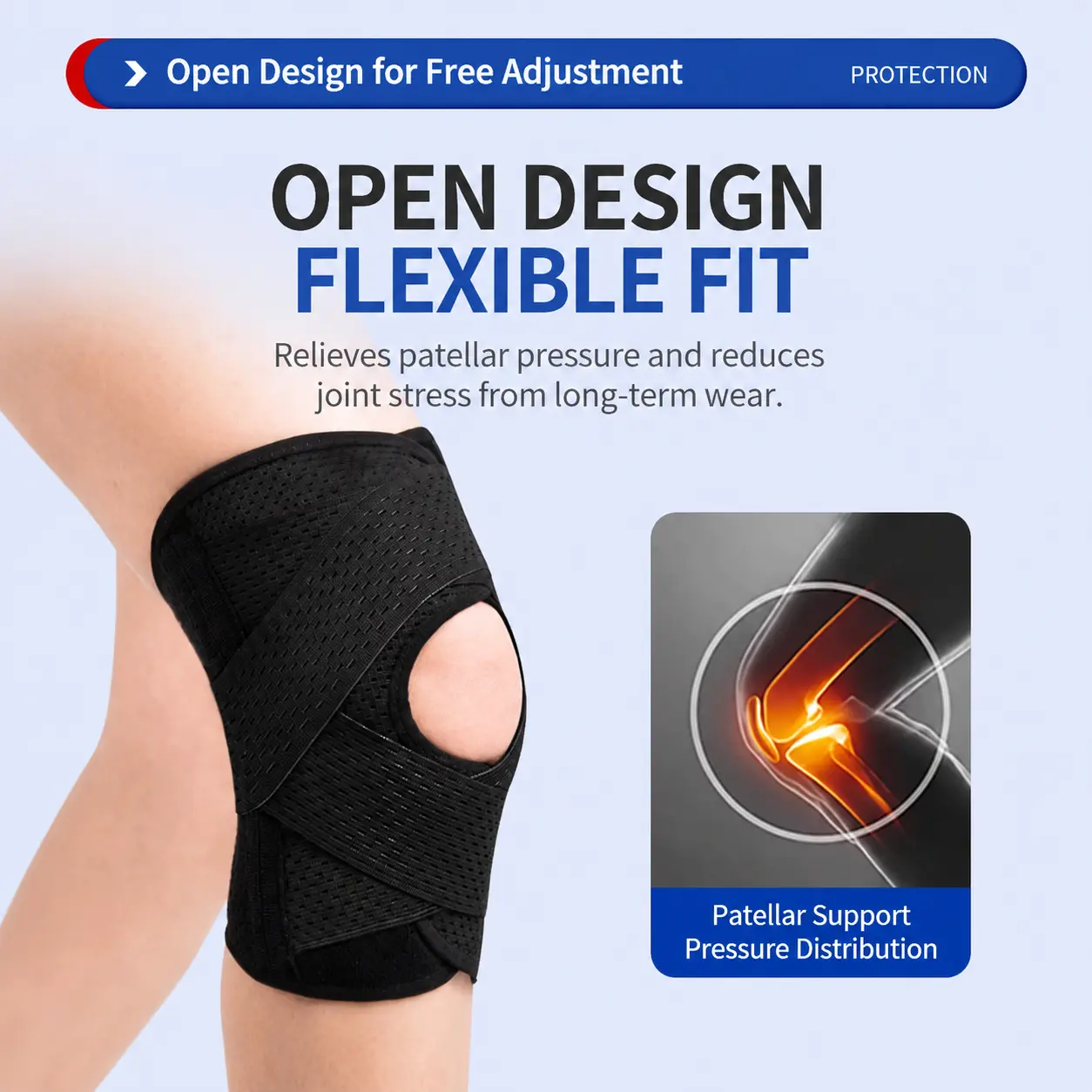 8th Generation Meniscus Knee Brace, Breathable Stabilizing Knee Joint Sleeve, Shock Absorb Adjustable Compression Protective Gear for Running Basketball Fitness Outdoor Sports, Prevent Sports Injuries