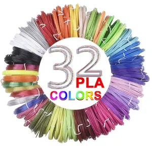 32/16 Color Pla Filament for High-Temperature 3D Printing Pens, 10 Feet Per Color, Includes 2 Finger Sleeves, Ideal for 3D Art & Design