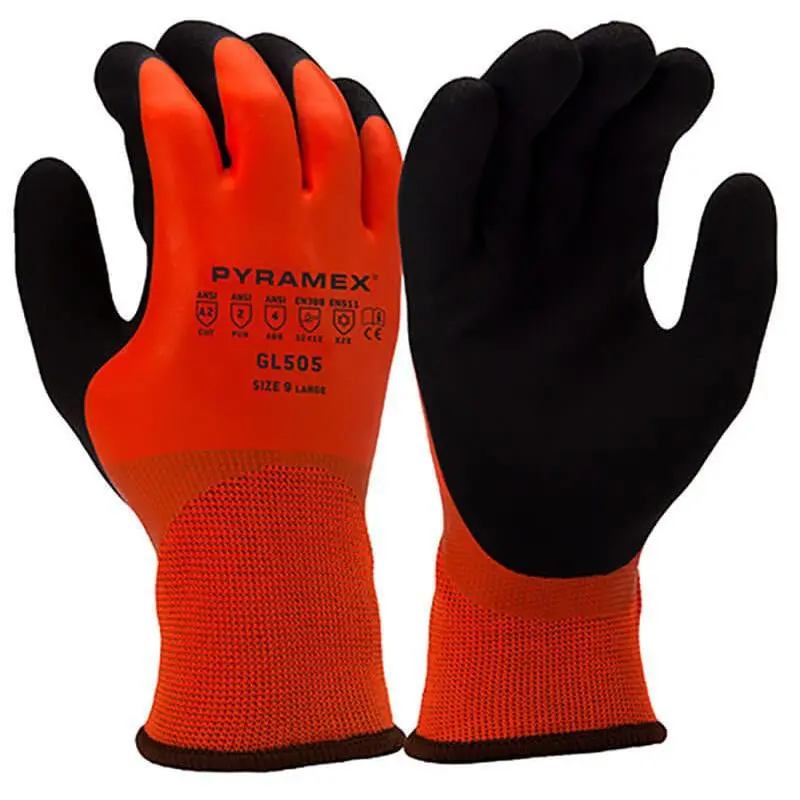 Pyramex GL505 Hi-Vis Winter Cut-Resistant Safety Work Gloves, Protective Gloves for Home Improvement & Work Safety, Protective Work Gloves