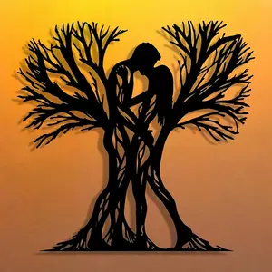 Couple Tree Design Wall Art, 1 Count Metal Wall Decor, Wall Hanging Decor for Home Office Living Room Bedroom Balcony Garden, Gift for Anniversary Birthday, Hangable, Modern Home Decor