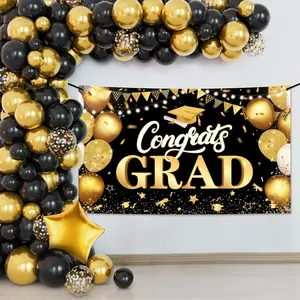 112PCS Black Gold Graduation Decorations 2026 Balloon Arch Kit Party Supplies