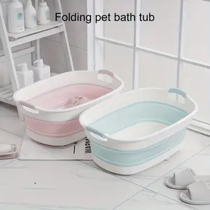 Portable 1-Pack Folding Pet Bathtub with Drain - Spacious, Multipurpose, and Collapsible Dog Bathing Tub for Home and Outdoor Use Ideal