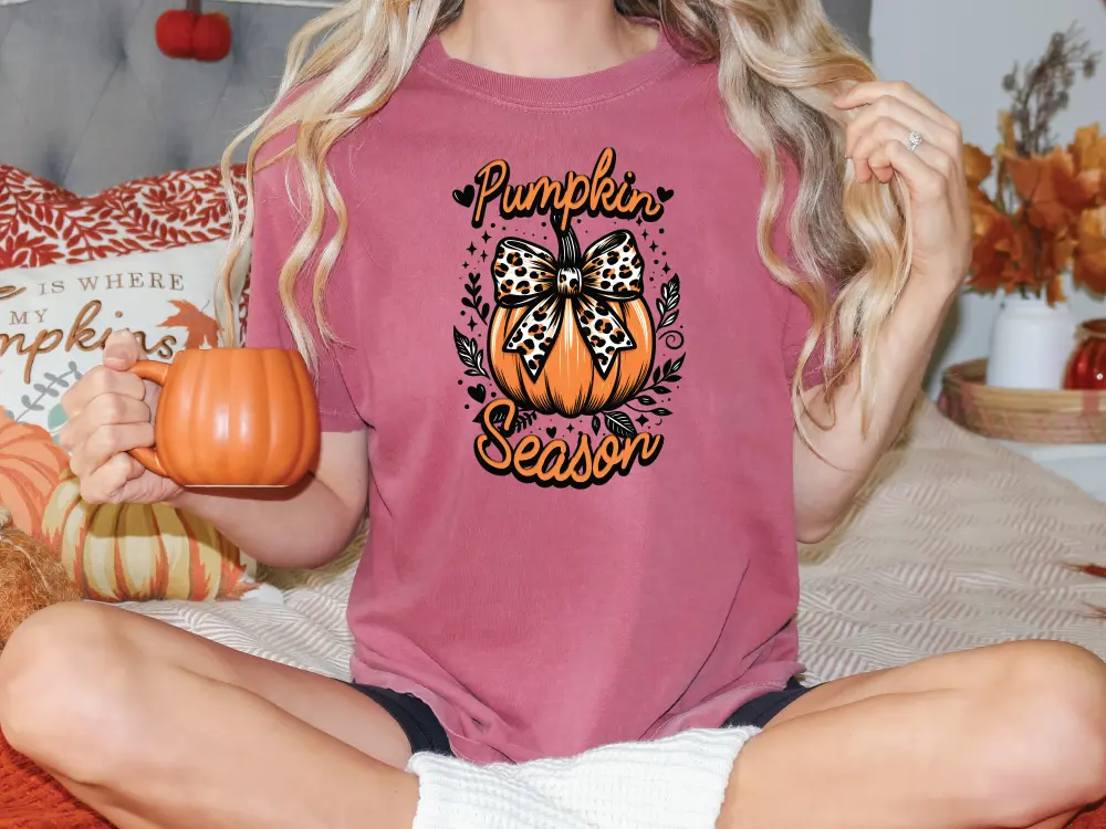 Pumpkin Season Leopard Coquette Direct to Film (DTF) Transfer