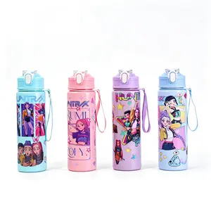 2026 Kpop Girls' Large Capacity Portable Water Bottle with Lid and Straw, 700ml, Hot Water Resistant Cup, Outdoor Sports Water Bottle, Suitable for School, Travel, and Holiday Parties, etc.