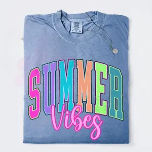 Comfort Colors Summer Vibes T Shirt, Neon Summer Sublimation Tee, Trendy Retro Summer Distressed Shirt
