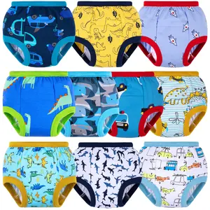 10-Pack Toddler Potty Training Pants for Boys and Girls, 100% Cotton Absorbent Training Underwear, Soft Reusable Baby Underwear 12Months-10Y