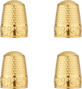 Chevaux 4-Pack Thimble Cup, Metal Sewing Thimbles for Finger - Thimbles for Hand Sewing - Gold