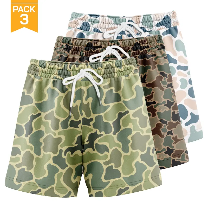 Pack 3 Duck Hunting Camo Shorts With 5 Inch Inseam, Perfect for Men & Women At the Gym, Basketball Camo Mesh Short, Gift for him, Gift For Her, Gym Gift