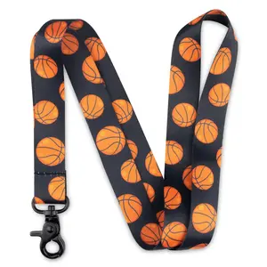 Basketball Lanyard for ID Badge with Premium Black Clasp