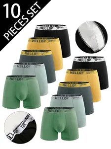 10-Pack Men's Underwear, Quick-Dry Breathable Athletic Sports Boxers, Daily Training Wear, Fitted Casual Trunks, All Seasons, Sports Clothes
