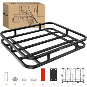 Nilight 32×26×4 RV Bumper Mounted Cargo Rack Carrier with Net Fits 4-inch or 4-1/2-inch Bumpers Heavy Duty Luggage Holder Basket for RV Camping Traveling Capacity 350LBS