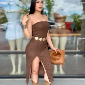 Strapless Dress with Slit - Fashion Piece for Your Style Needs