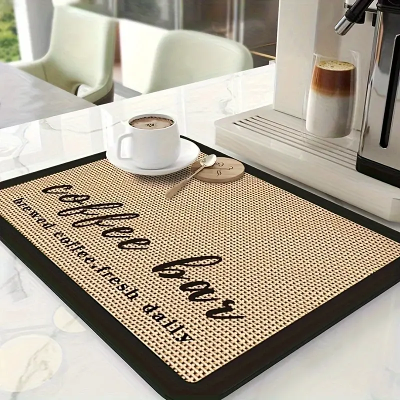 Coffee Bar Mat, 1 Count Non-slip Absorbent Coffee Bar Mat, Kitchen Countertop Mat, Place Mat, Tableware Drying Mat, Cup Drying Mat, Kitchen Accessories, Home Decor