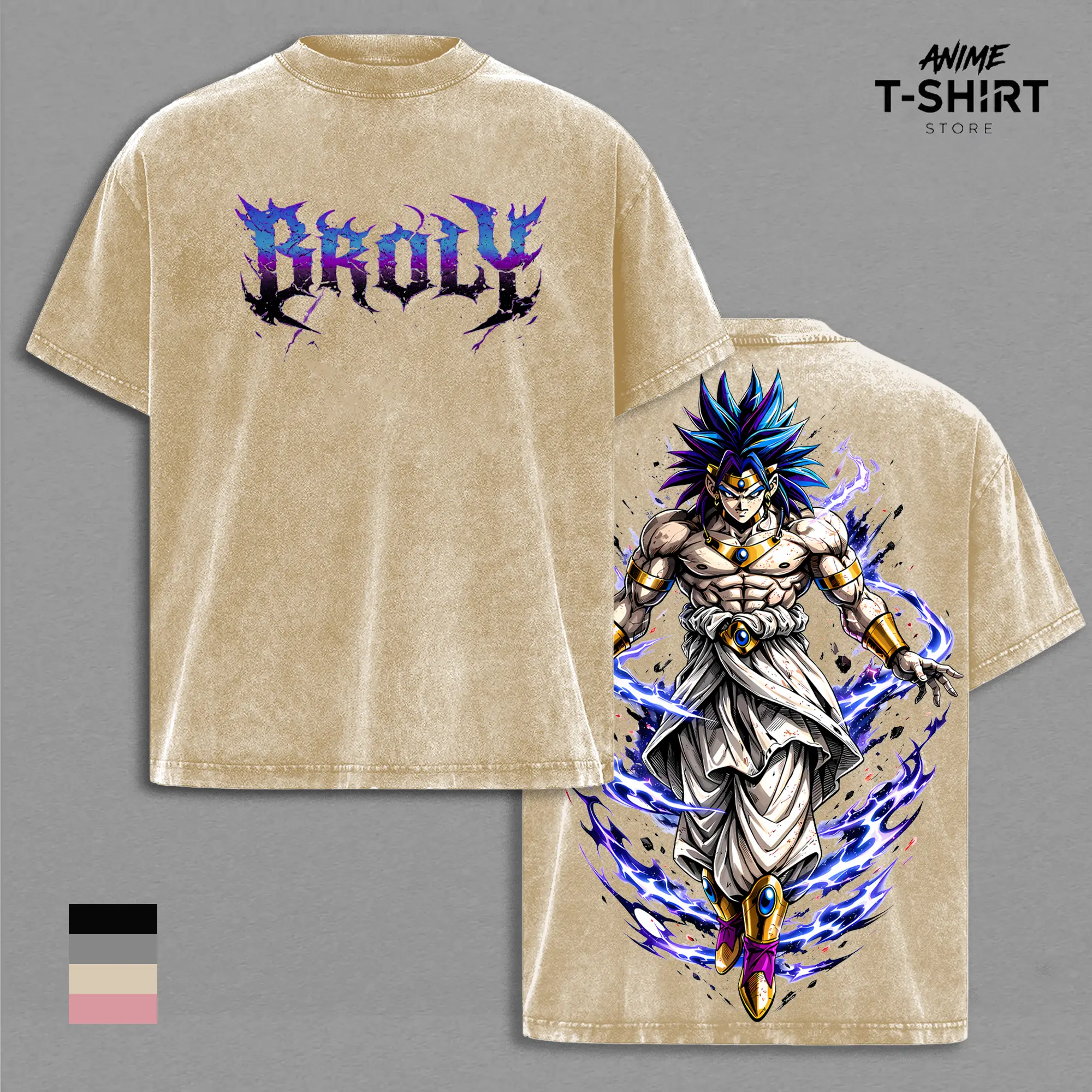 Broly - DBZ Vintage Washed T-Shirt, Relaxed Fit, Heavyweight