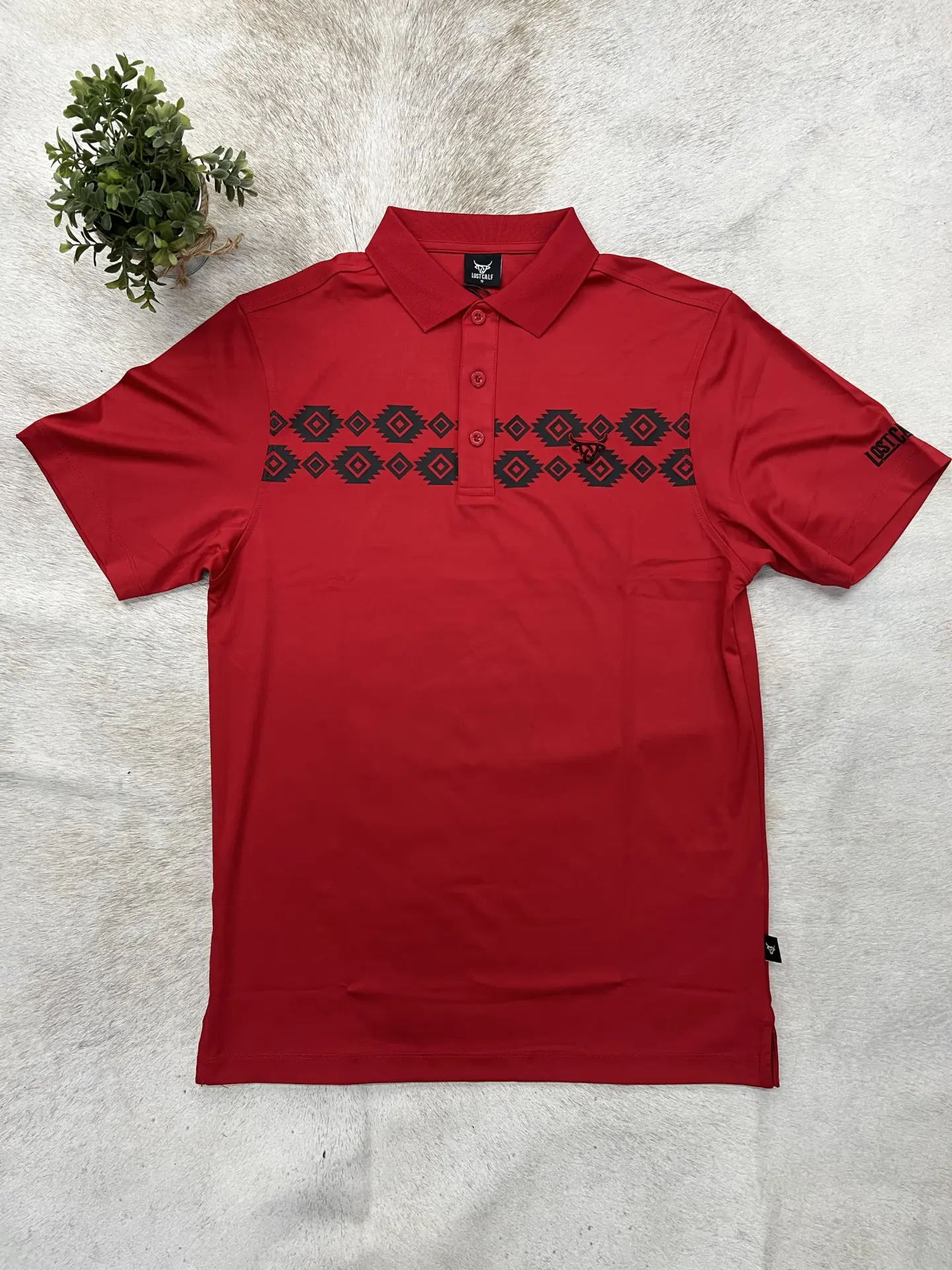 Lost Calf Aztec Polo Red Lost Calf Aztec Polo Red