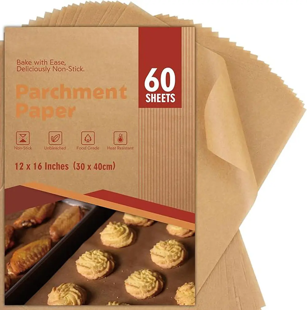60Pcs Unbleached Parchment Paper Sheets for Baking. 12x16 Inches Parchment Paper, Precut Baking Paper Sheets, Parchment Sheets for Air Fryer, Grilling, Steaming.