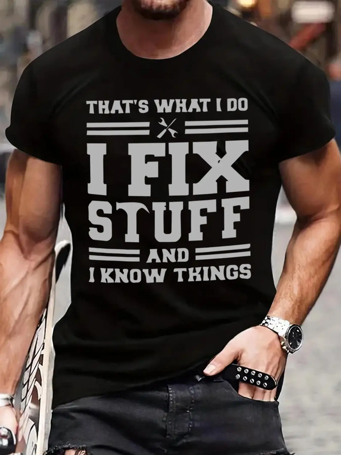 Men's Regular Fit Letter Print Round Neck Tee, Summer Clothes, Casual Stylish Short Sleeve Crew Neck Graphic T-shirt for Summer, Men's Top for Daily W