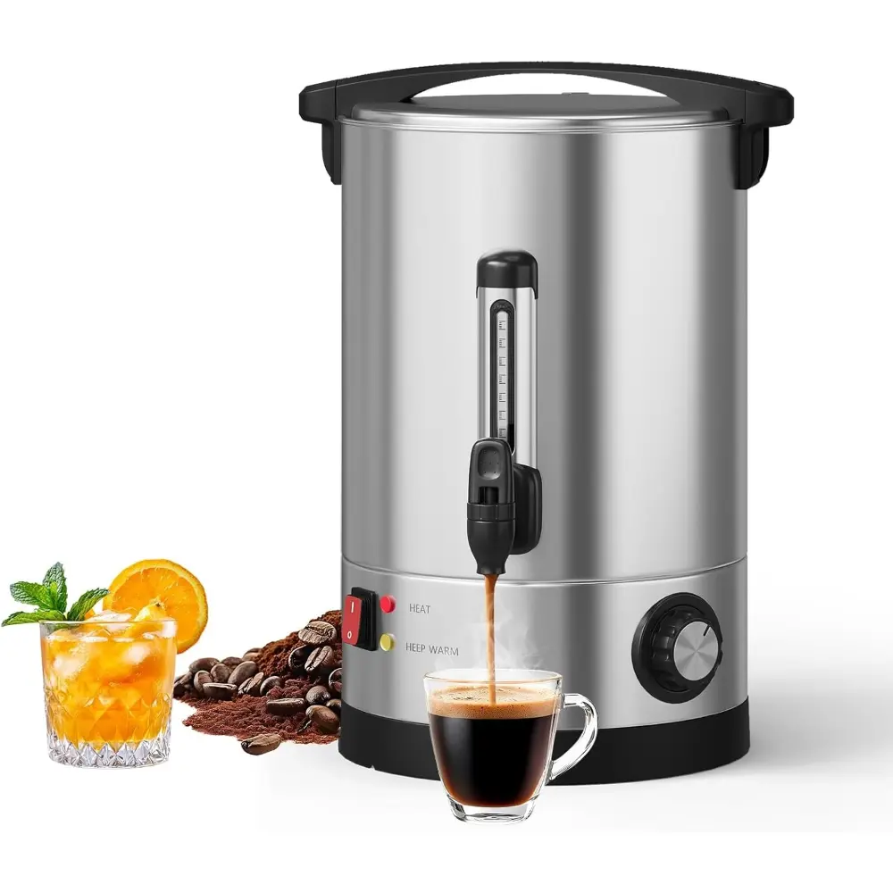 Commercial Urn Coffee Maker - 10L/2.6Gal 70-Cup Large Capacity Stainless Steel Detachable Double Wall Thermal Carafe, High-Power Heating Elements, Fast Bulk Brewing, Easy to Clean & Maintain for Community Activities, Large Events