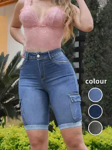 ELI Women's Pocket Design Denim Shorts, Casual Fashion Comfy Denim Shorts for Daily Outdoor Wear, Ladies Bottoms for Summer