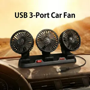 Car Fan Triple Head USB Powered Quick Cooling Multi-Angle Ventilation for Cars Trucks Rvs, Fast Temperature Reduction Air Circulation