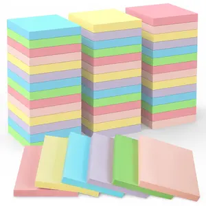 Sticky Notes 3x3 Small Self-Stick Pads, 48 Pads in 6 Pastel Colors, Cute Sticky Notes, Adhesive Memo Pads for Office, , School, Meetings, 100 Sheets/Pad