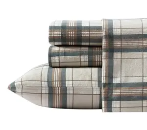 Eddie Bauer Edgewood Plaid Green Cotton Full Sheet Set