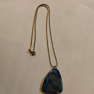 Handmade Blue and White Triangle Stone Pendant Necklace - Fashion Accessory