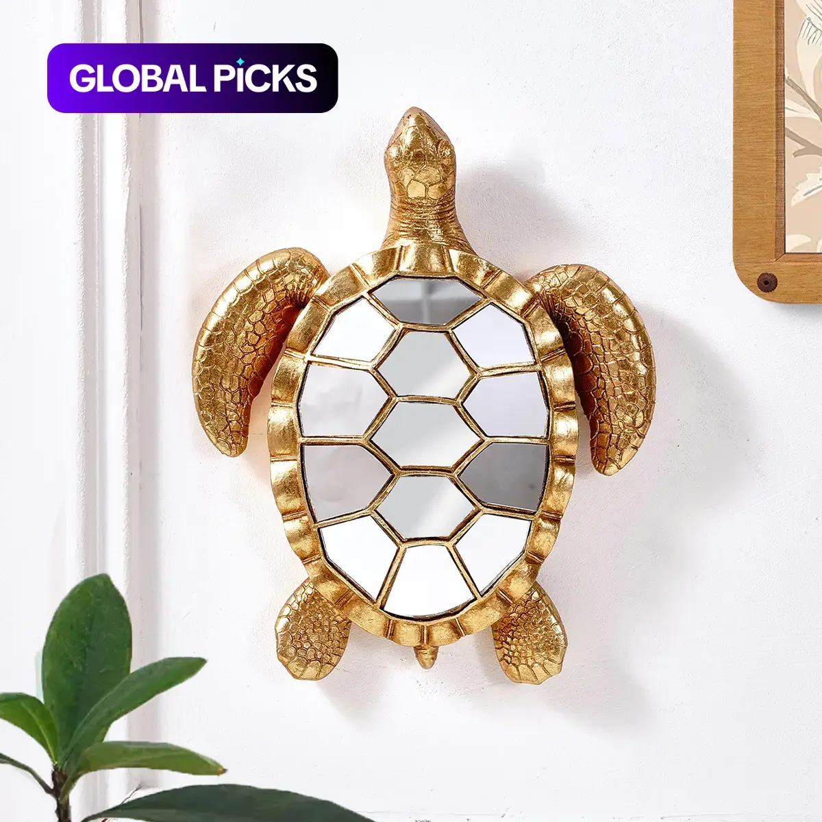 Creative Golden Turtle Resin Wall Mounted Decor, Indoor Home Decoration, Hangable Wall Hanging Ornament for Home, Living Room, Bedroom Aesthetic Decor Decorative Wall Art #GLOBAL PICKS