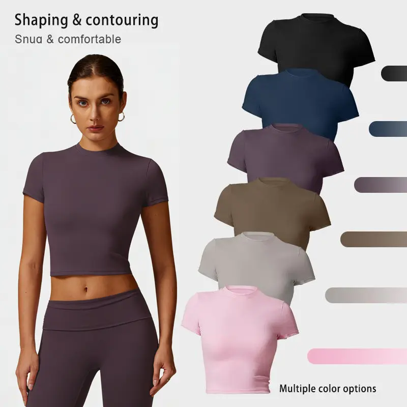 Women's Summervibes Solid-Color Crew Neck Sports T-Shirt Comfortable and breathable, perfect for everyday outdoor wear Modern athletic-style women's apparel Versatile year-round wardrobe staple Casual sportswear for gym and fitness activities Outdoor Fun