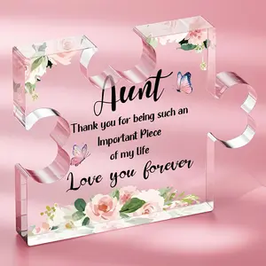 Aunt Birthday Gifts from Niece Nephew, Acrylic Puzzle Plaque Sign Desk Decor Auntie Gift Ideas, Desk Decor Gifts for Aunt, Best Aunt Ever Gifts for Mothers Day Birthday Christmas