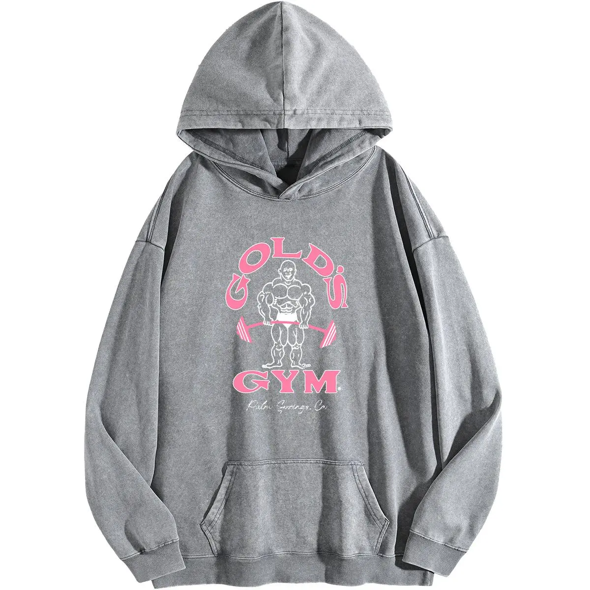 Holafish Women's GYM Print Acid Wash Hoodie Vintage 2025 Sweatshirt Oversized Loose Fit Winter Warm Streetwear Casual Tunic Graphic Crewneck Everyday Ribbed Style Joggers - Soft